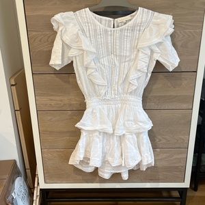 LoveShackFancy Natasha White Cotton Mini Dress